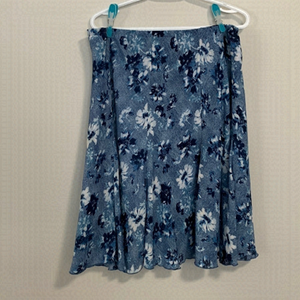 Vamp Skirt Flared Elastic Waist Size 1X Blue Floral